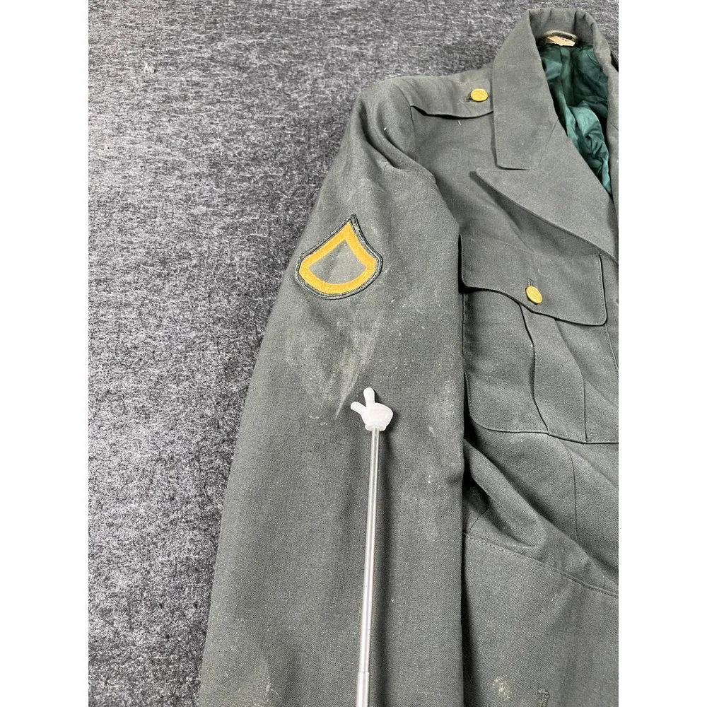 Vintage US Army Dress Uniform Coat Mens 41S Green Good PFC Rank Patches